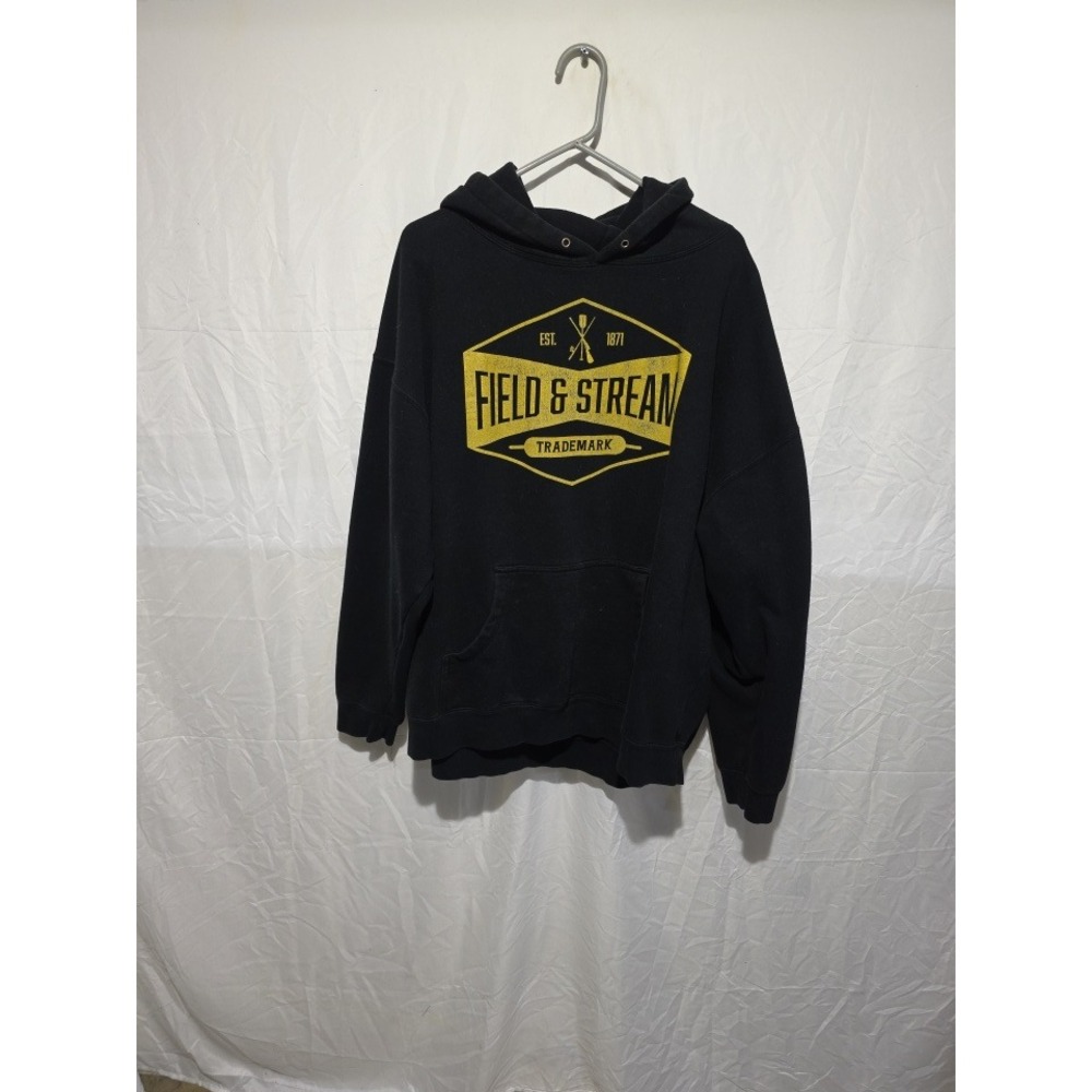 Field & Stream Mens 2XL Black Graphic Logo Pullover Hoodie Sweatshirt